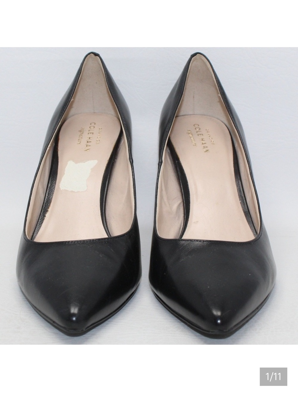 Cole Haan Black Leather Pointed-Toe Heels